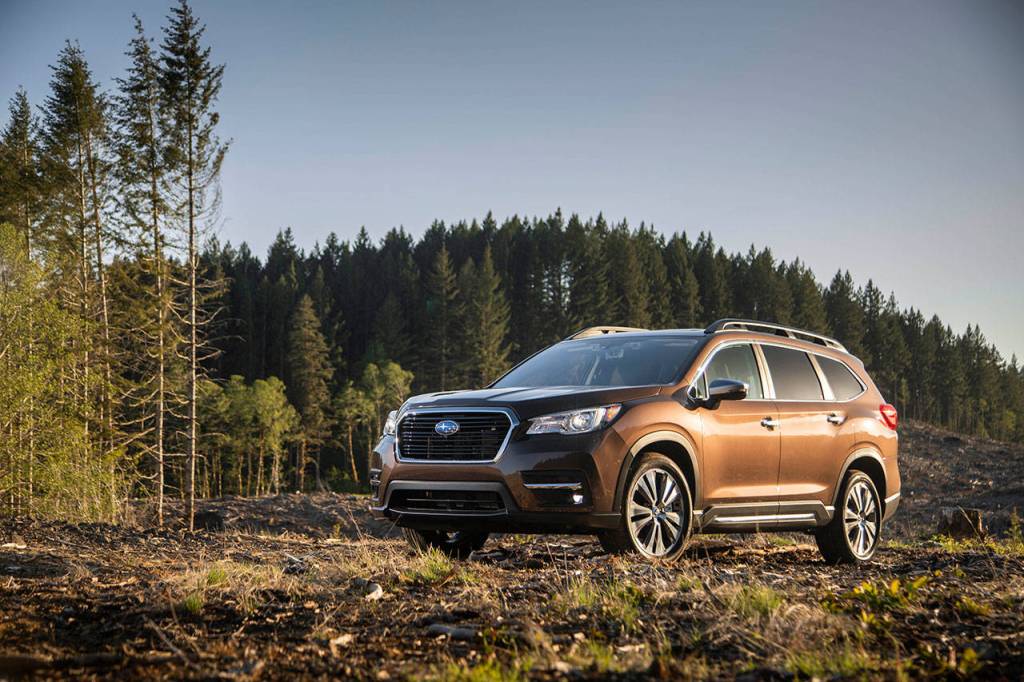 The all-new Subaru Ascent midsize SUV has three rows of seats, with a choice of captains chairs or a bench for second-row seating. (Manufacturer photo)