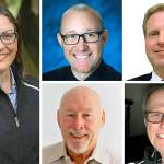 Suzan DelBene (left) is facing challengers (top L-R) Adam Pilskog, Jeffrey Beeler, (bottom L-R) Scott Stafne and Robert Mair.