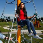 From left, Kayleen Yonn, 15, Brittany Mendez-Hernandez, 14, and Careana Willis, 15, meet at Walter E. Hall Park where they planned to help with Mobile Dental Day. (Dan Bates / The Herald)