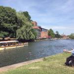 The River Avon goes through the heart of Stratford-upon-Avon; visitors can enjoy a pleasant park and the Royal Shakespeare Theatre along its banks. (Carrie Shepherd, Rick Steves Europe)