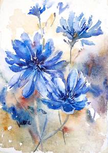 See watercolors like this one by Valerie Mayer in the Before and After Wine exhibit at Gallery North in Edmonds through July.