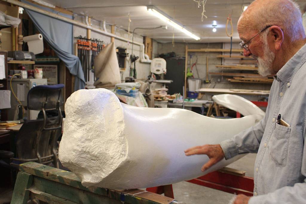 The jaw bone hung in a cannery in LaConner for many years and was ultimately loaned to the Langley Whale Center. (Patricia Guthrie / Whidbey News Group)