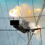 Everett Police released a cellphone video taken by a bystander when a hydraulic lift hit some electrical wires in June. (Everett Police Department)