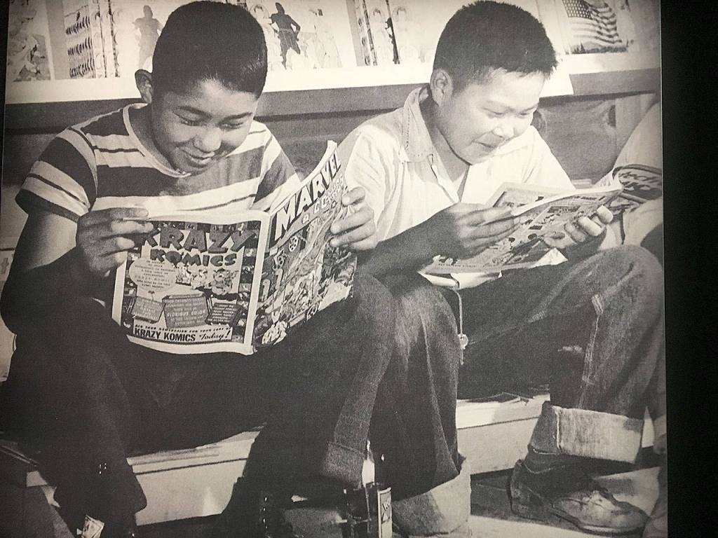 The entrance to the Marvel exhibit at Museum of Pop Culture, aka MoPOP, tells the early history of comic books and comic strips. It goes on to celebrate Marvels embrace of diverse characters, reflecting the diverse nation. (Ben Watanabe / The Herald)