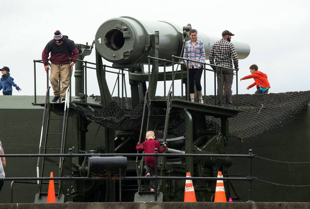 The guns at Fort Casey State Park are the only 10-inch disappearing guns in the United States and two of four left in the world. An Aug. 11 event at the park will celebrate the 50th anniversary of the guns that are the same models as the originals. (Andy Bronson / The Herald)