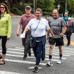 Lynnwoods group of South County Walkers starts off from Lynnwood Recreation Center on Aug. 2. (Kevin Clark / The Herald)