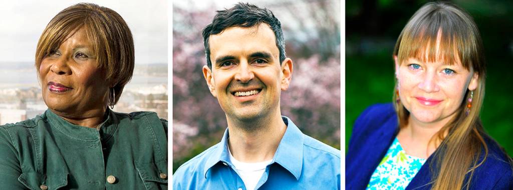 From left, candidates for the Everett City Council: Ethel McNeal, Tyler Rourke and Liz Vogeli.