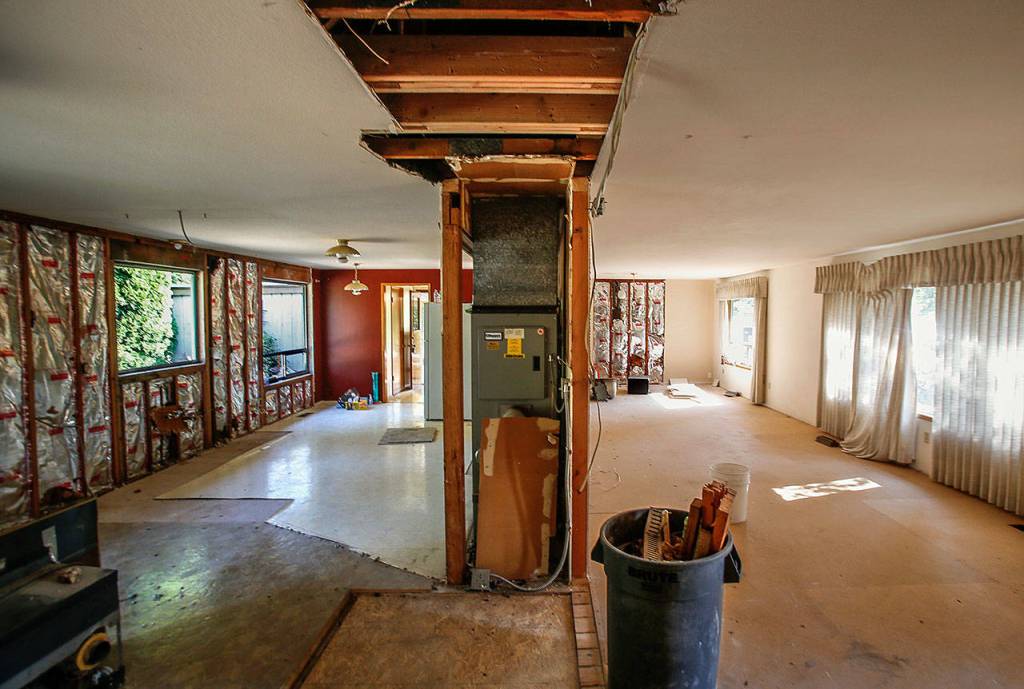 Construction project manager Aaron Tally is renovating a house next to Cedar Springs Camp along Highway 92 between Lake Stevens and Granite Falls. It will serve to house kids just coming into foster care, providing soft-landing stays up to 30 days. (Dan Bates / The Herald)