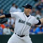 Mariners starting pitcher James Paxton throws against the Astros during the first inning of a game July 30, 2018, in Seattle. (AP Photo/Ted S. Warren)