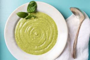 Avocado gives chilled zucchini soup a dose of velvety richness
