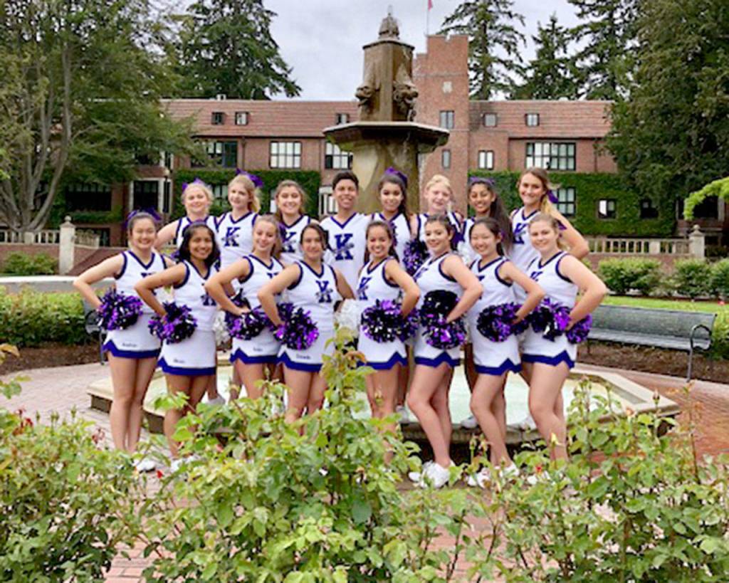 The cheer team from Kamiak High School was among several Snohomish County squads to attend camps this summer to hone skills for the coming sports seasons. (Contributed photo)