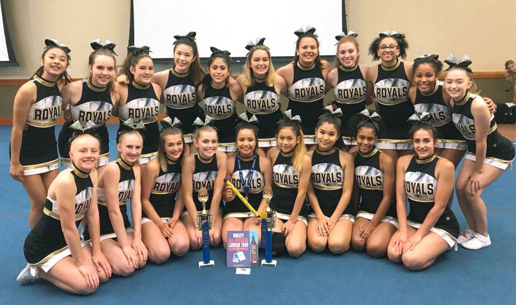 The cheer team from Lynnwood High School was among several Snohomish County squads to attend camps this summer to hone skills for the coming sports seasons. (Contributed photo)