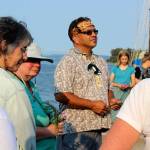 Freddie Lane, Lummi Nation councilman, speaks at the Bring Tokitae Home gathering. The plight of Southern Resident killer whales living in dire wild conditions was discussed along with the health and spirit of Tokitae, the last surviving Penn Cove killer whale living in captivity. (Patricia Guthrie/Whidbey News-Times)