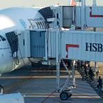 An Emirates Airbus A380 at a gate at Kennedy International Airport in New York. (Tom Peterson / Washington Post)