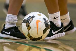 Jackson High School soccer hopefuls try out for the teams in the school gym due to poor air quality in Mill Creek on August 21, 2018. (Kevin Clark / The Herald)