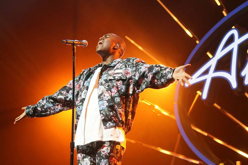Michael Woodward, who finished in the top five on American Idol, sings during the American Idol: Live! tour. (Eric McCandless/ABC)