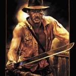 Poster art for the 1984 film Indiana Jones and the Temple of Doom by Chris Hopkins. Hopkins career began in movie poster illustration. Some of his most notable contributions have been to the Indiana Jones series.