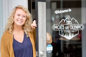 Kaitlyn Davis opened Moes Espresso in July in downtown Arlington on August 24, 2018. (Kevin Clark / The Herald)
