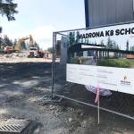 Earlier this summer, workers demolished the old building at Madrona K-8 School. (Stephanie Davey / The Herald)