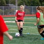 Bree Nichols passes the ball during practice at Snohomish High School on Sept. 7, 2018 in Snohomish, Wa. (Olivia Vanni / The Herald)