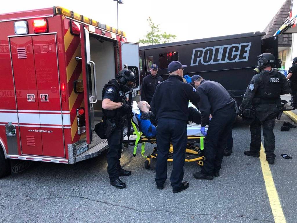 After more than eight hours of barricading himself in a bathroom, the suspect was taken into custody. (Bothell Police Department)