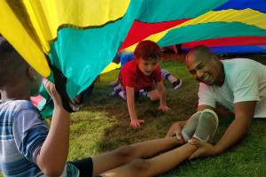 Boeing folks hang out with Boys & Girls Clubs