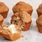 These warm spiced pear muffins have a sweet secret