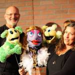 The Bad Idea Bears, Bill Kusler and Erin Carter, give typically poor advice to Lucy, played by Codie Wyatt-Clark, in Avenue Q, at the Red Curtain Arts Center in Marysville. (Larry T. Lisk)