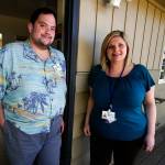 Ginger Merkel (right), executive director of the Marysville districts special education services, and fomer student Preston Dwoskin share some common goals now that Dwoskin has been hired to help guide current 18-21 program students toward work opportunities. (Dan Bates / The Herald)