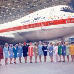 The first Boeing 747 inside the Everett factory. (Boeing Co.)