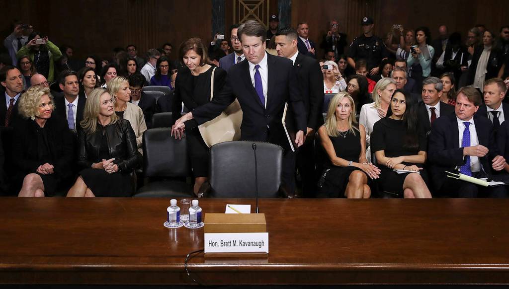 Supreme Court nominee Brett Kavanaugh arrives to testify before the Senate Judiciary Committee on Capitol Hill in Washington on Thursday. (Win McNamee/Pool Photo via AP)