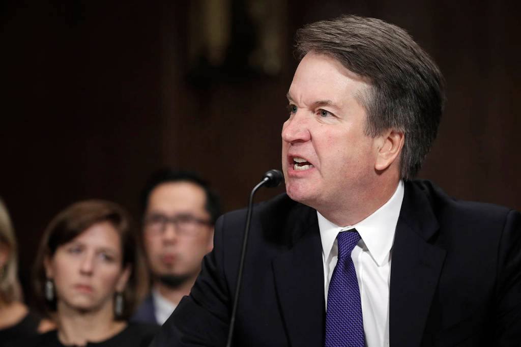 Supreme Court nominee Brett Kavanaugh testifies before the Senate Judiciary Committee on Capitol Hill in Washington on Thursday. (Jim Bourg/Pool Photo via AP)