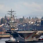 The aircraft carrier USS Nimitz returned to Naval Station Everett on Dec. 16, 2013. (Dan Bates / Herald file)
