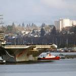 The aircraft carrier USS Nimitz returned to Naval Station Everett on Dec. 16, 2013. (Dan Bates / Herald file)