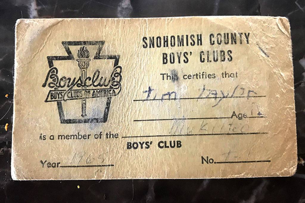 Tim Taylor, whose family is one of the pioneering families in Mukilteo, was 12 when he received his Boys & Girls Club membership card in 1965. (Tim Taylor)