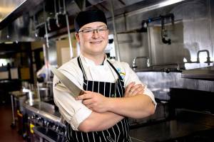 Josh Heath, who is taking classes in culinary arts and animation at the Sno-Isle Tech Skills Center, on Thursday, Oct. 4, 2018 in Everett, Wa. (Andy Bronson / The Herald)