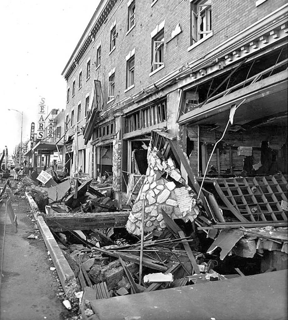 The aftermath of the gas line explosion on Sept. 30, 1971, was documented with photos by the Port Angeles Evening News, a precursor of the Peninsula Daily News, and The Associated Press.