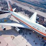 The rollout ceremony for the first Boeing 747 at the Everett factory on Sept. 28, 1968. (Boeing Co.)
