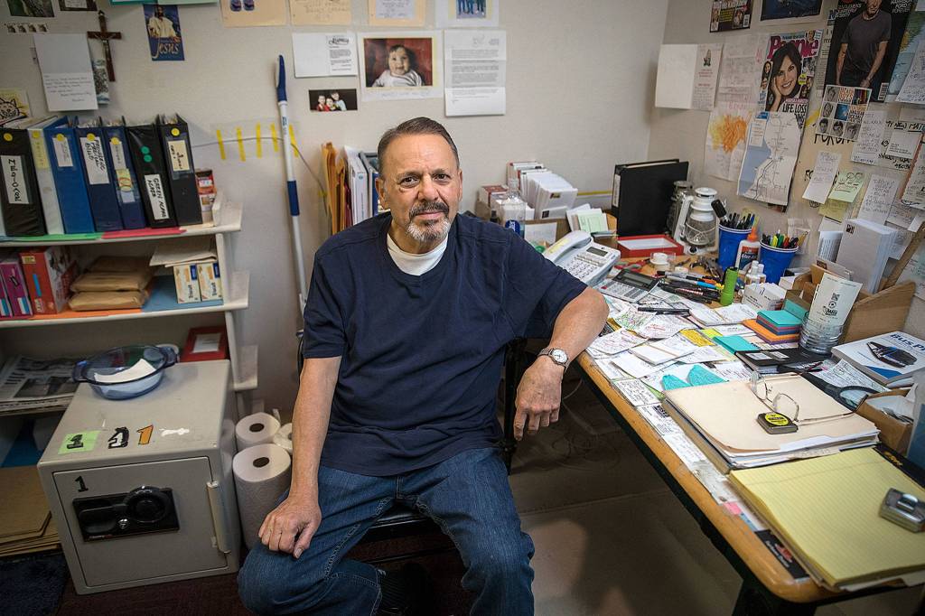The rent on Hal Zacks one-bedroom apartment in Lynnwood has more than doubled since he moved in nearly two decades ago. His pension has not kept pace. (Lizz Giordano / The Herald)