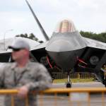 A United States Air Force F-35B Lighting II jet, manufactured by Lockheed Martin, is seen at the Singapore Airshow on Feb. 7. (SeongJoon Cho/Bloomberg)