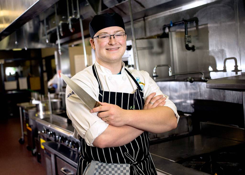 Josh Heath is double majoring in culinary arts and animation at the Sno-Isle Tech Skills Center. (Andy Bronson / The Herald)