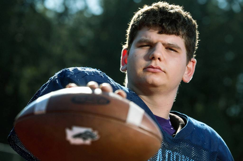 Tyler Paul, senior at Meadowdale High School, got his chance to start after four years in the football program. (Kevin Clark / The Herald)