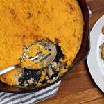Turkey and sweet potato skillet pie is like an autumnal version of shepherds pie. (Photo for The Washington Post by Deb Lindsey)