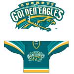 At one point, officials of Everetts expansion hockey franchise considered naming the team the Golden Eagles. The logo and color scheme were created by Keith Flynn. (Courtesy of Everett Silvertips)