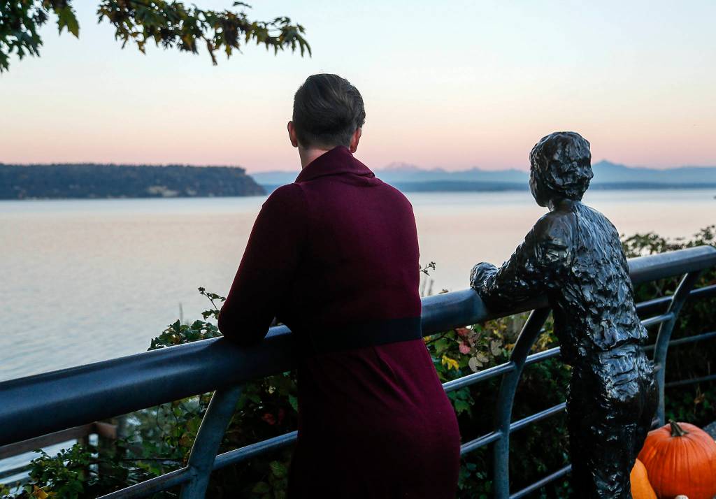 Wherever she goes, the nations top teacher is drawn to kids. And it appears to be no different for Mandy Manning on Langleys downtown waterfront Monday night just an hour before the 2018 National Teacher of the Year delivered her message of inclusion at South Whidbey High School. (Dan Bates / The Herald)