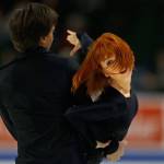 Tiffani Zagorski and Jonathan Guerreiro perform a lift during their free dance program at the 2018 Skate America competition on Sunday at Angel of the Winds Arena in Everett. (Olivia Vanni / The Herald)