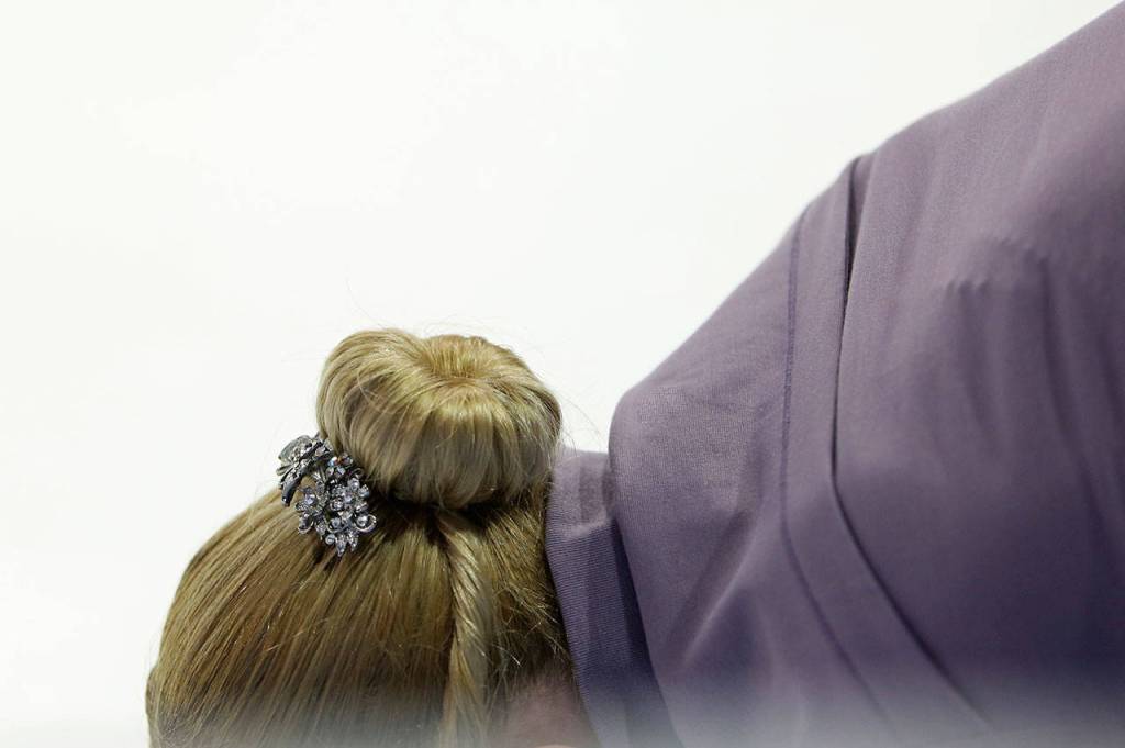 A skater during warm ups at the 2018 Skate America competition on Saturday at Angel of the Winds Arena in Everett. (Olivia Vanni / The Herald)