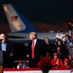 U.S. Rep. Greg Gianforte, R-Montana, speaks during a campaign rally with President Trump stands right at Minuteman Aviation Hangar, Thursday, in Missoula, Montana. (Carolyn Kaster/Associated Press)