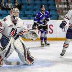 Goaltender Max Palaga in action for the Kamloops Blazers. The Everett Silvertips acquired Palaga on Monday in exchange for a sixth-round pick in the 2020 WHL bantam draft. (Everett Silvertips photo)