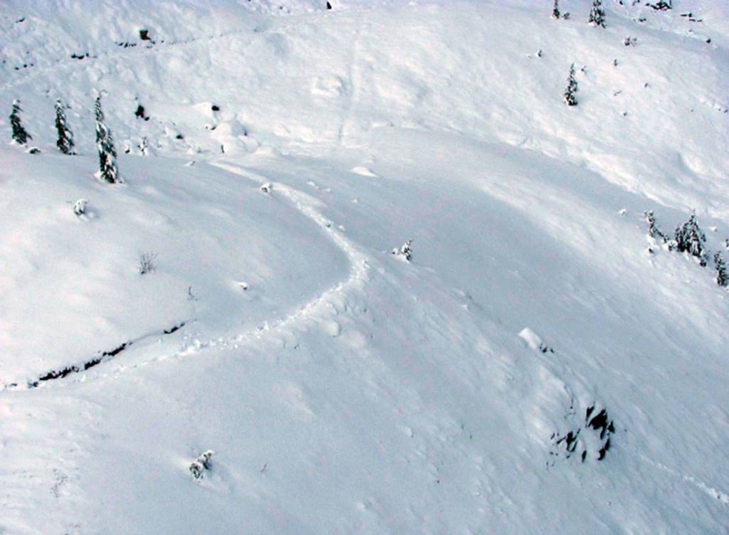 Katharina Groenes footprints, which helped a helicopter crew find her along the Pacific Crest Trail. (Snohomish County Sheriffs Office)